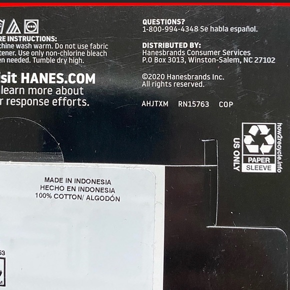 Hanes 1 Pack Washable Reusable Cotton Face Masks, 10pcs Face Mask in each pack. - Picture 6 of 6